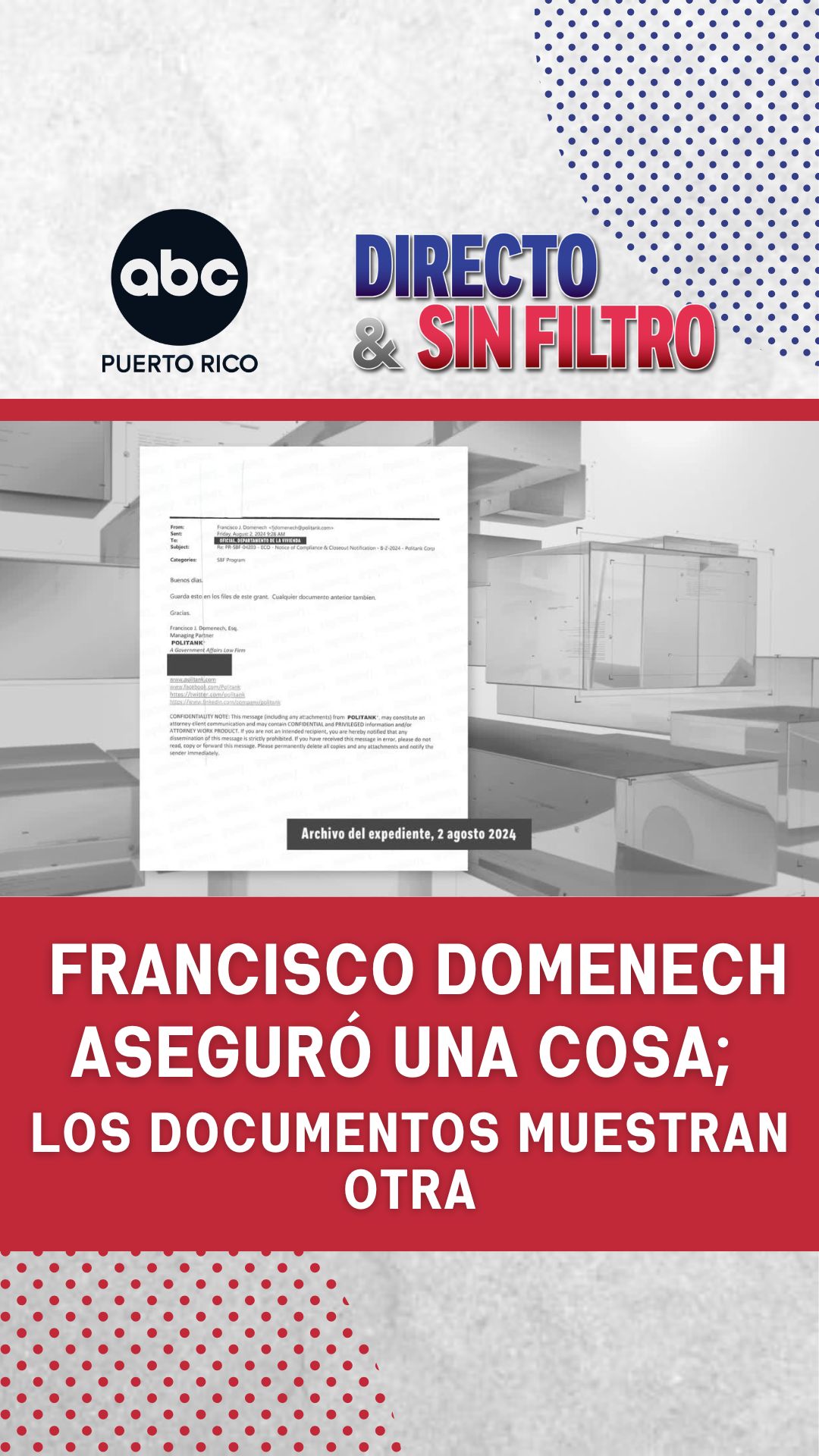 Documentos contradicen versión de Francisco Domenech sobre caso Politank