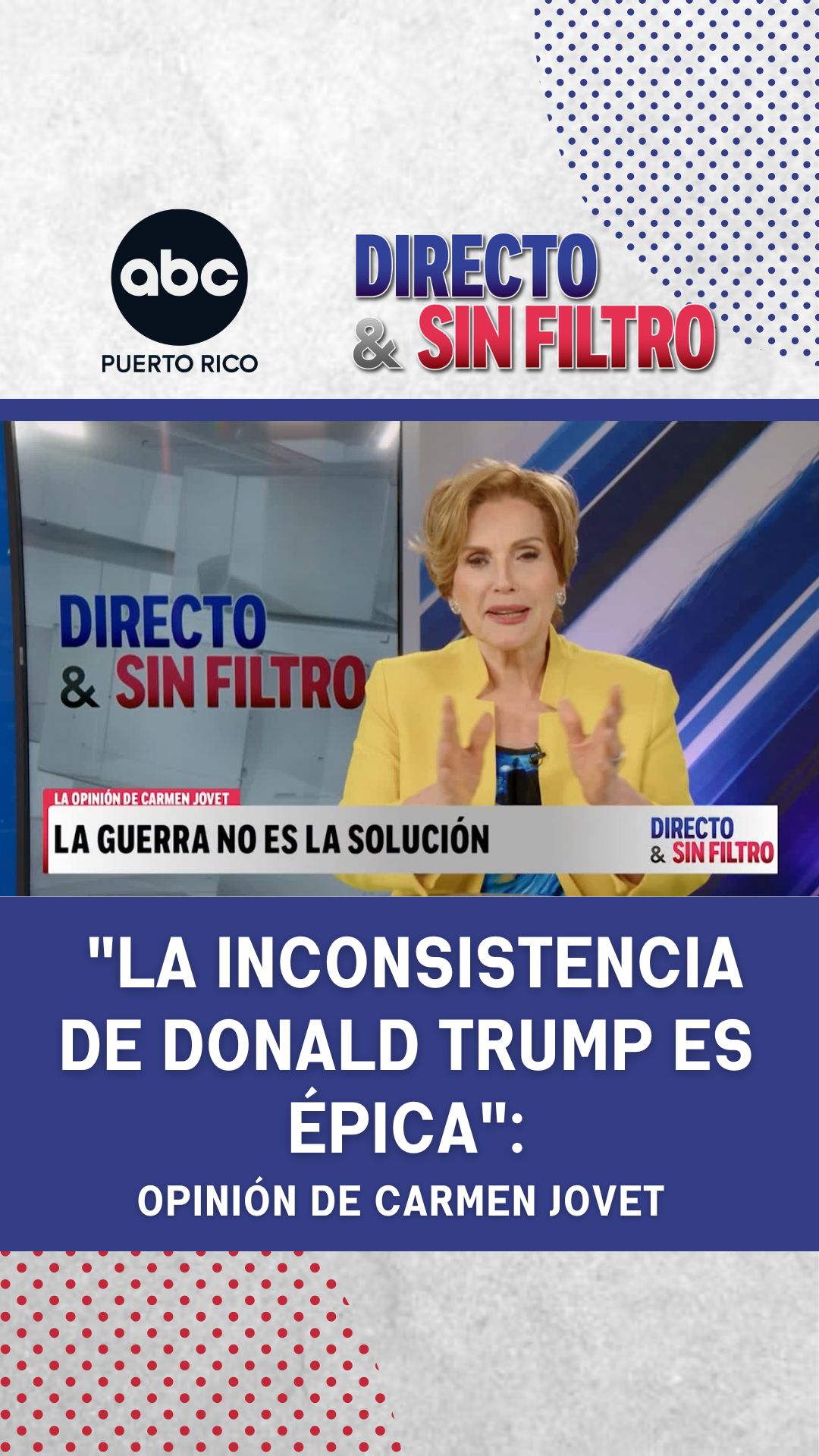 Carmen Jovet cuestiona a Trump por conflicto en Medio Oriente