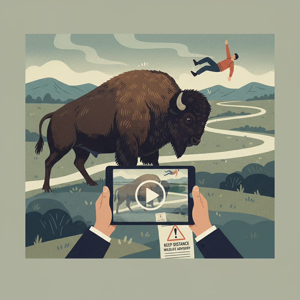 Bisonte lanza por los aires a turista en Yellowstone